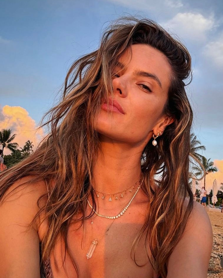 Baroque Freshwater Pearl Twisted Hoop Earring, Sterling Silver *Seen on Alessandra Ambrosio
