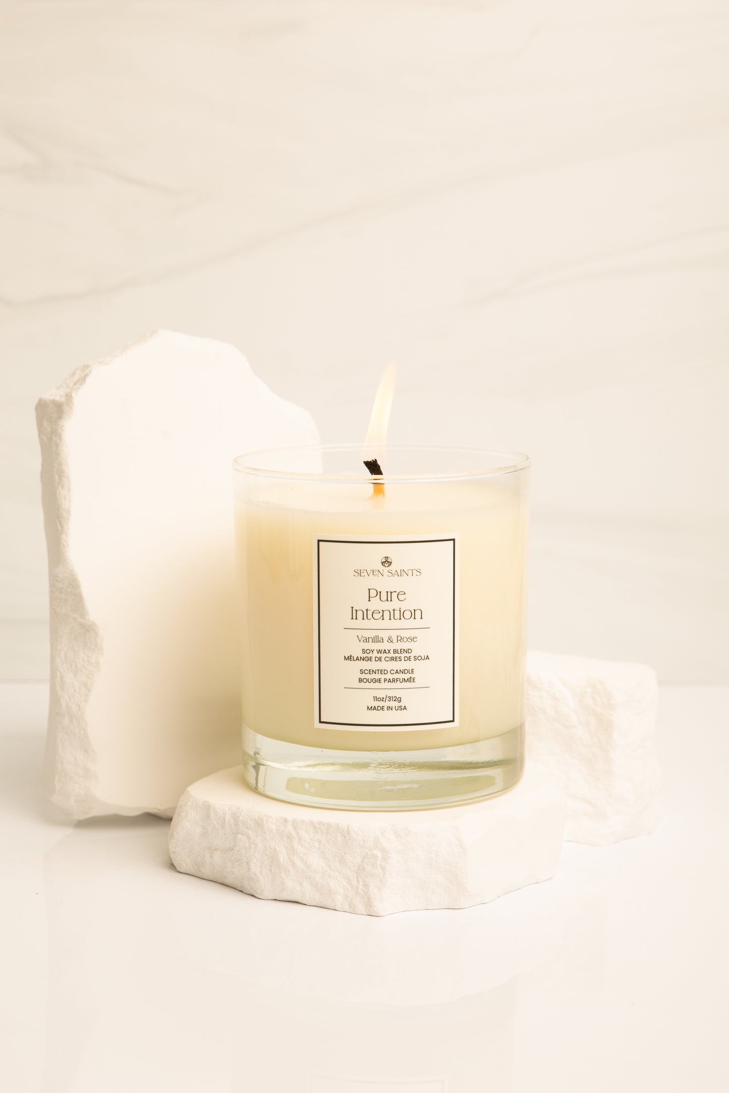 Pure Intention Vanilla & Rose Soy Blend Wax Candle, For Manifestation, Non-Toxic