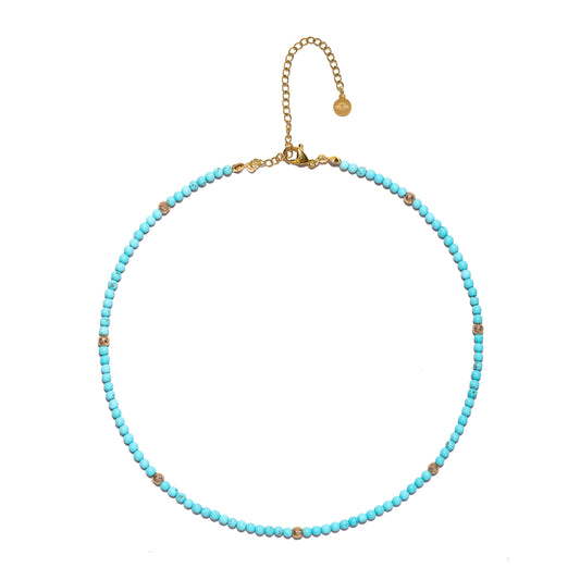 Turquoise & Gold Choker Necklace, Creativity and Confidence Amplifier
