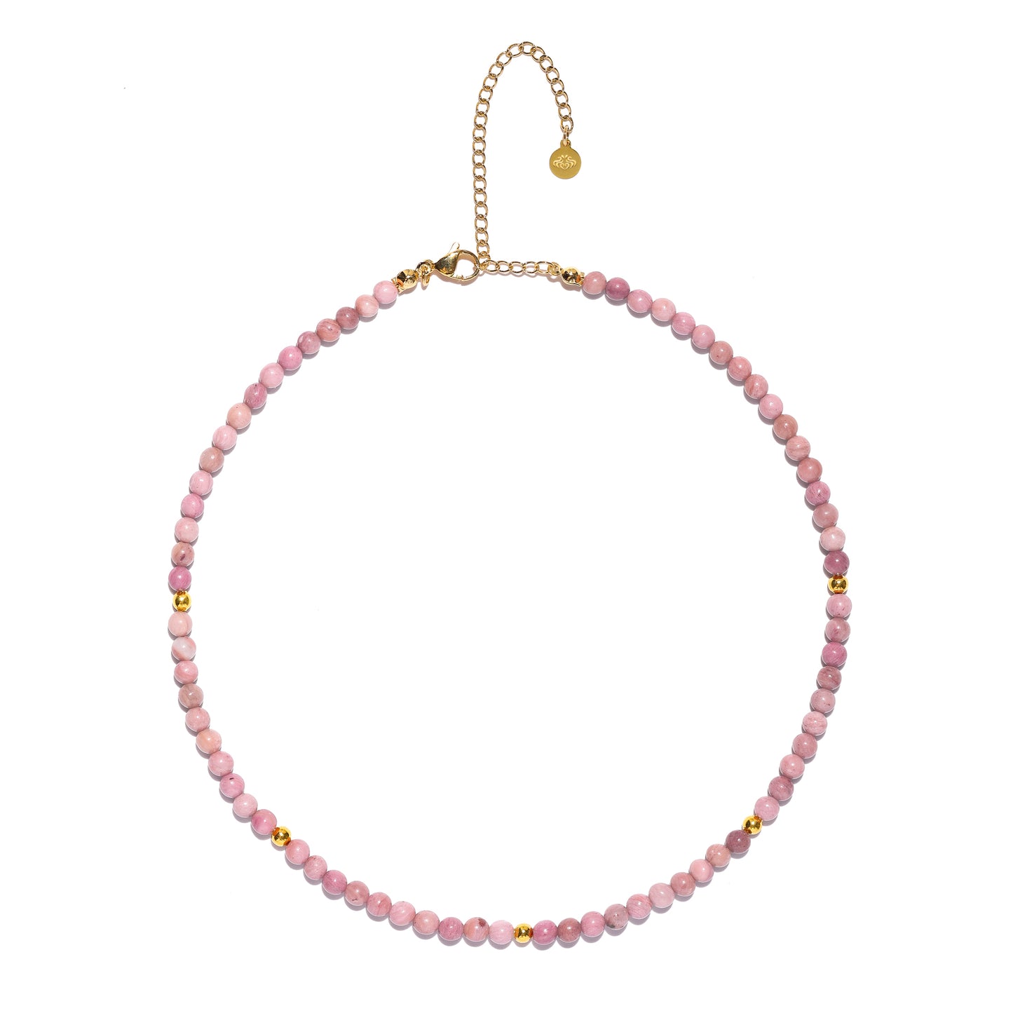 Rhodochrosite Choker Necklace, Heart Opening & Heavenly Love, Adjustable
