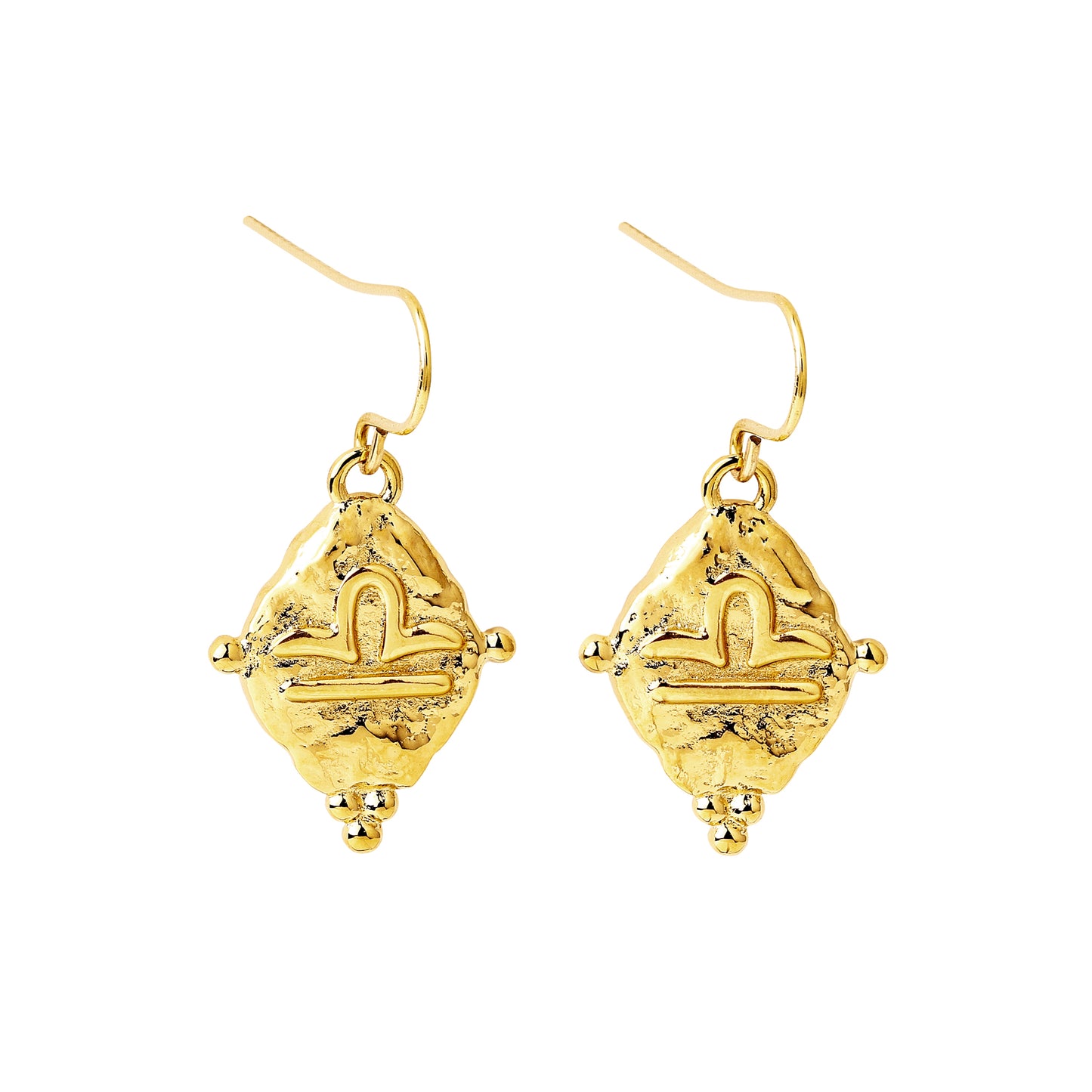 Libra Vintage-Style Dangle Earrings, 18k Gold Plated