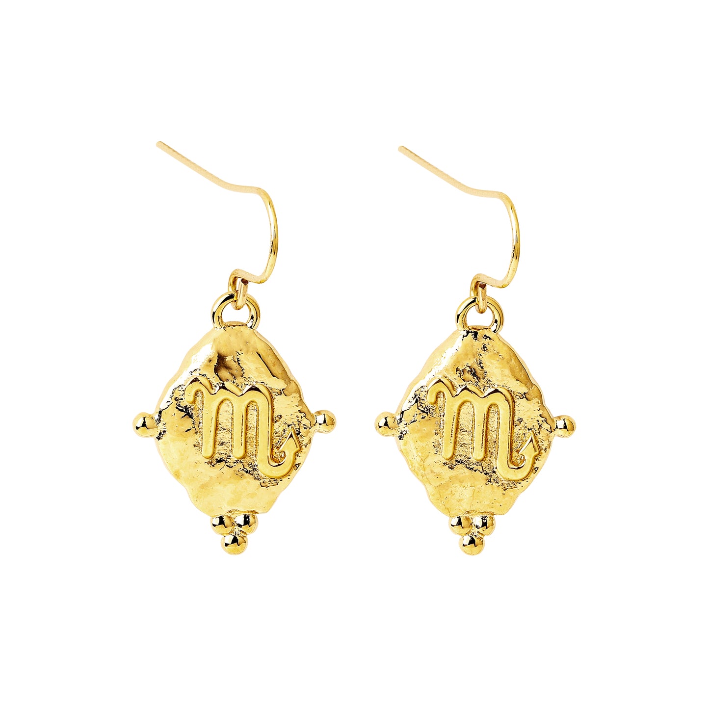 Scorpio Vintage-Style Dangle Earrings, 18k Gold Plated