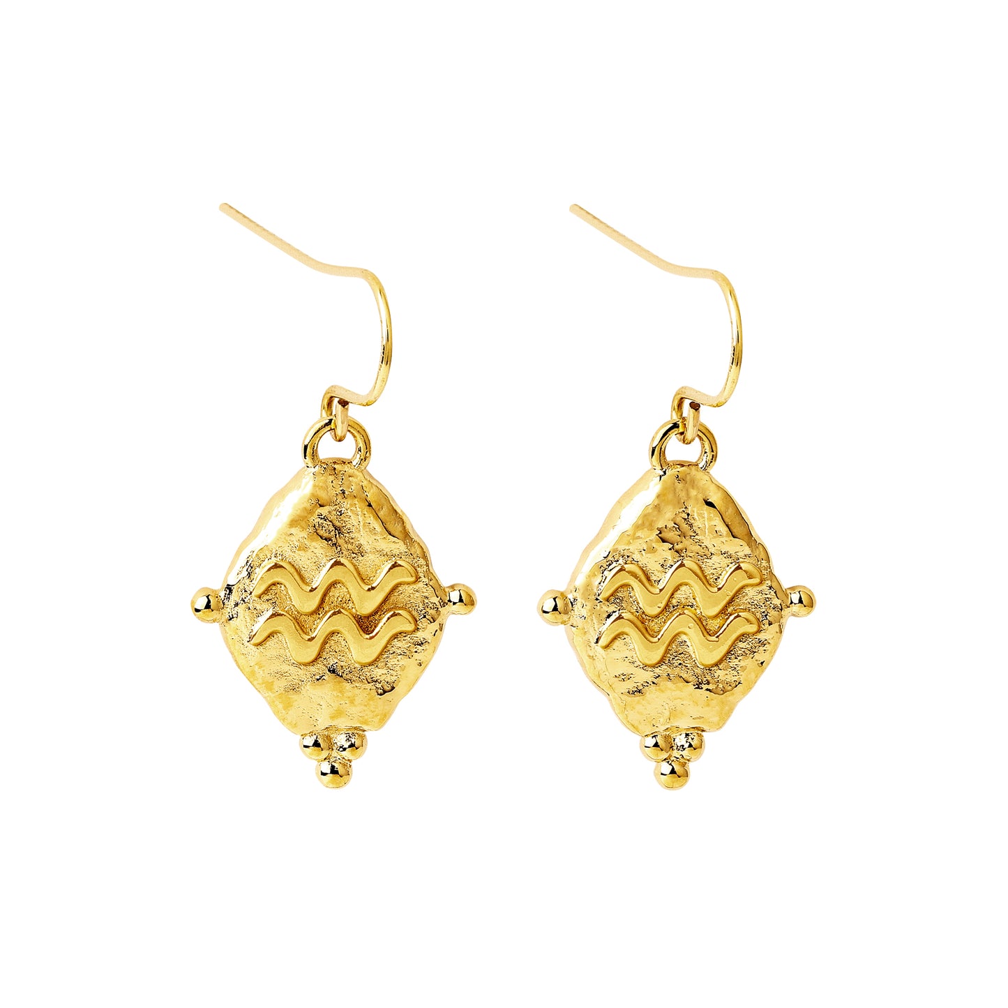 Aquarius Vintage-Style Dangle Earrings, 18k Gold Plated