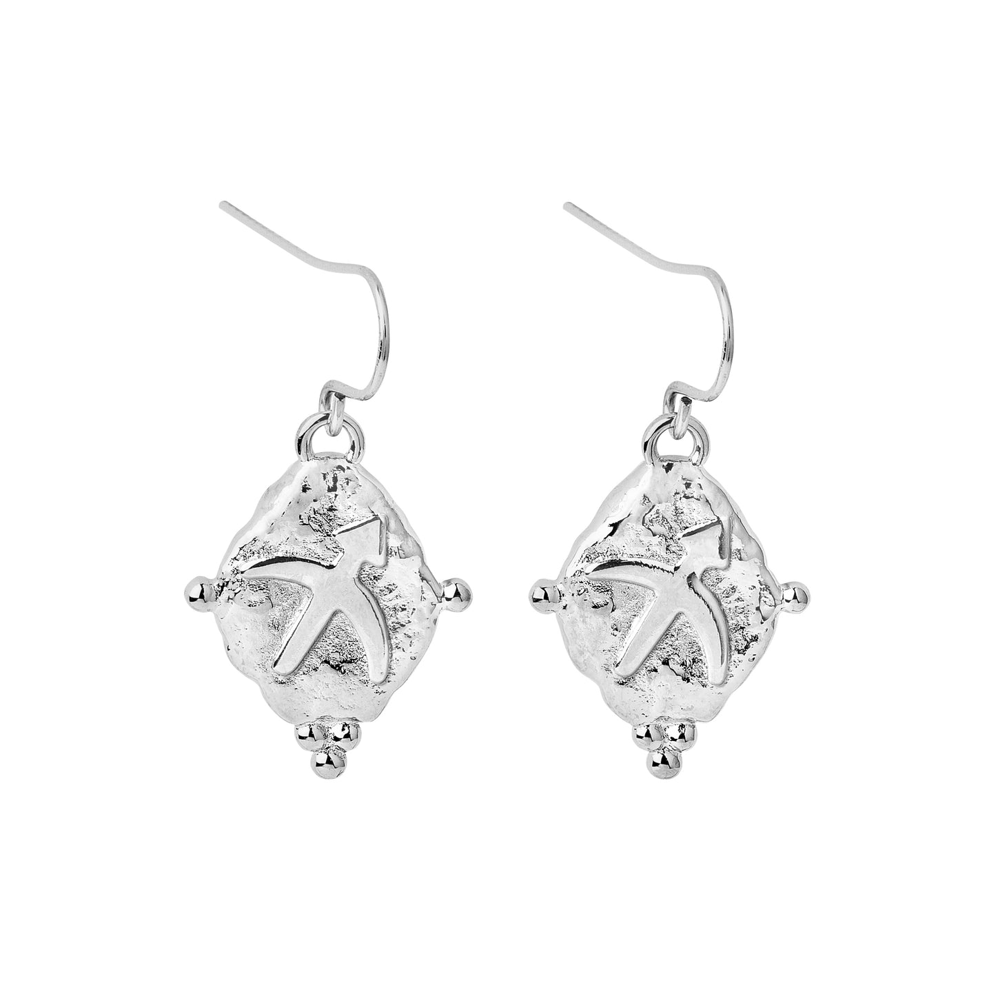 Sagittarius Vintage-Style Dangle Earrings, White Rhodium Plated