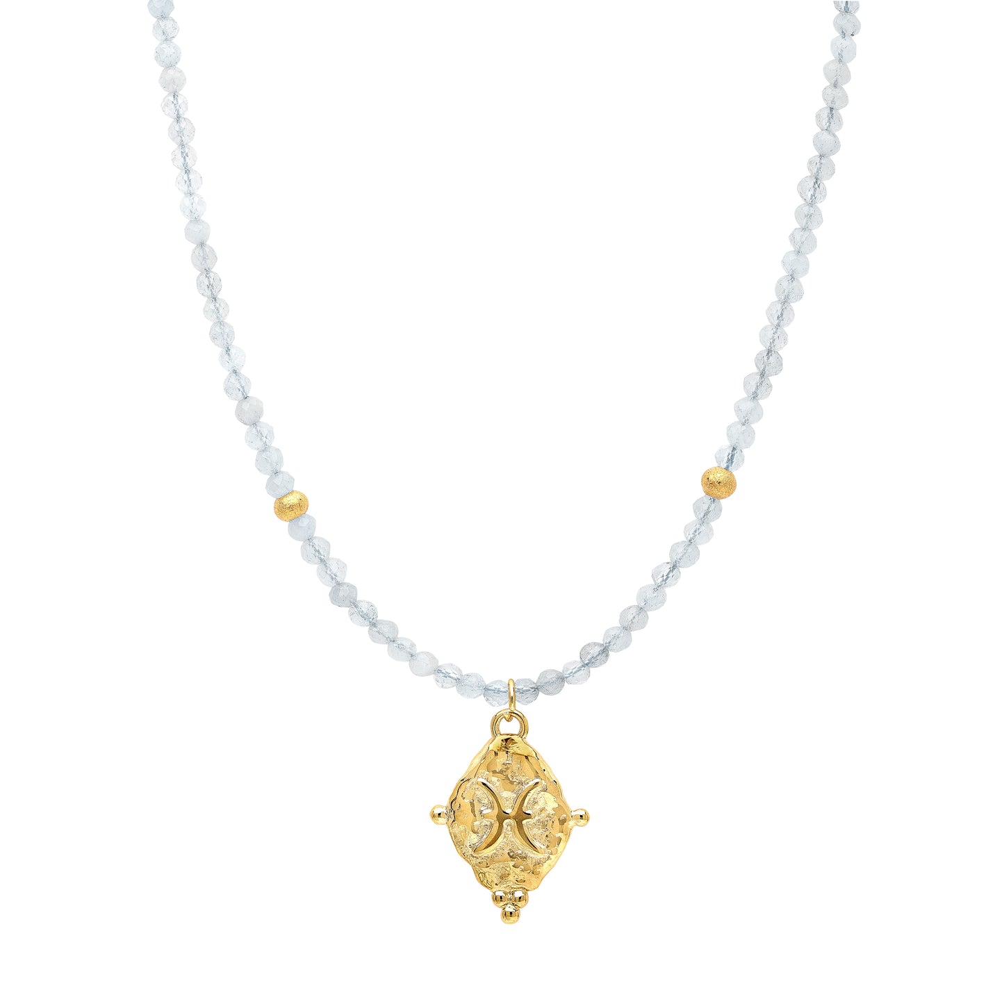 Pisces Gemstone Choker Necklace, Aquamarine, 18k Gold Plated