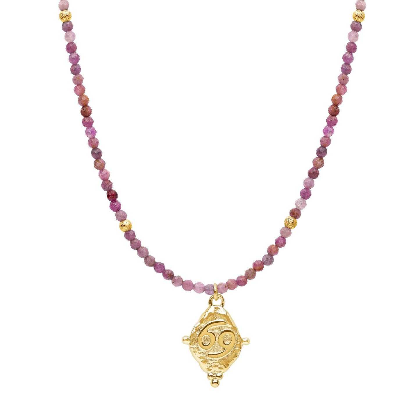 Cancer Gemstone Choker Necklace, Ruby, 18k Gold Plated
