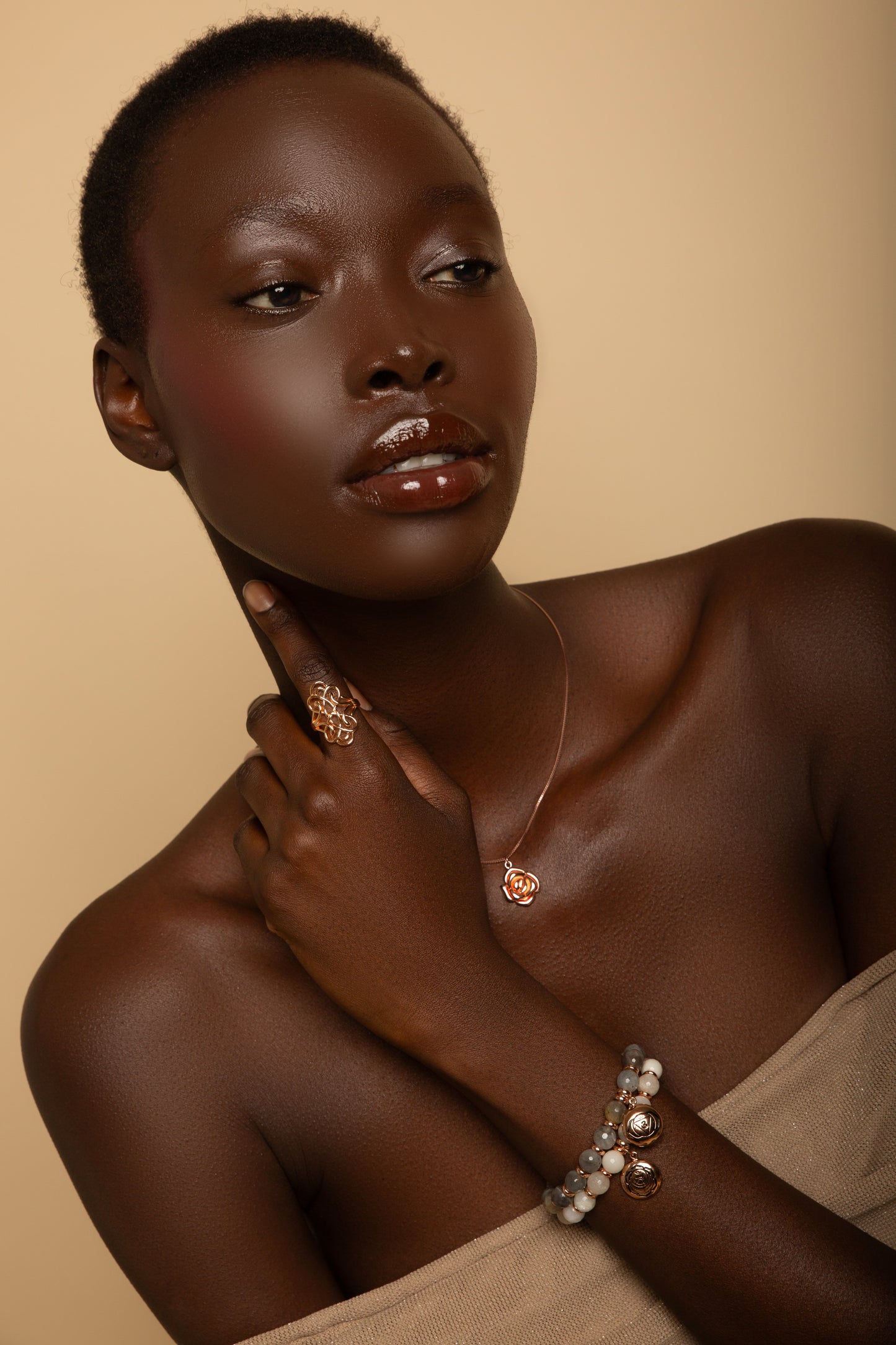 Mystic Rose Adjustable Necklace, Rose Gold