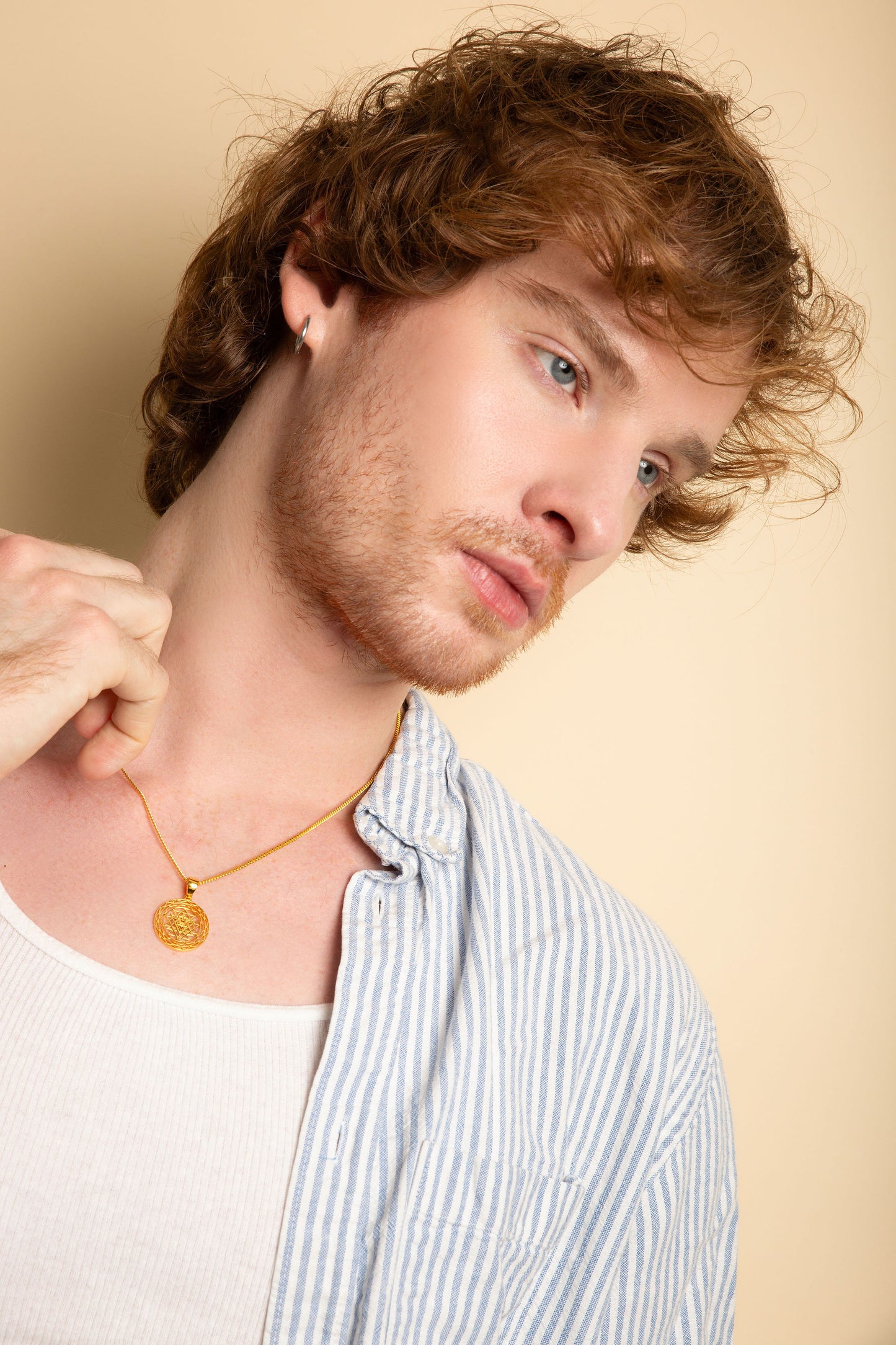 Sri Yantra Supreme Manifestor All Gender Necklace, White Rhodium