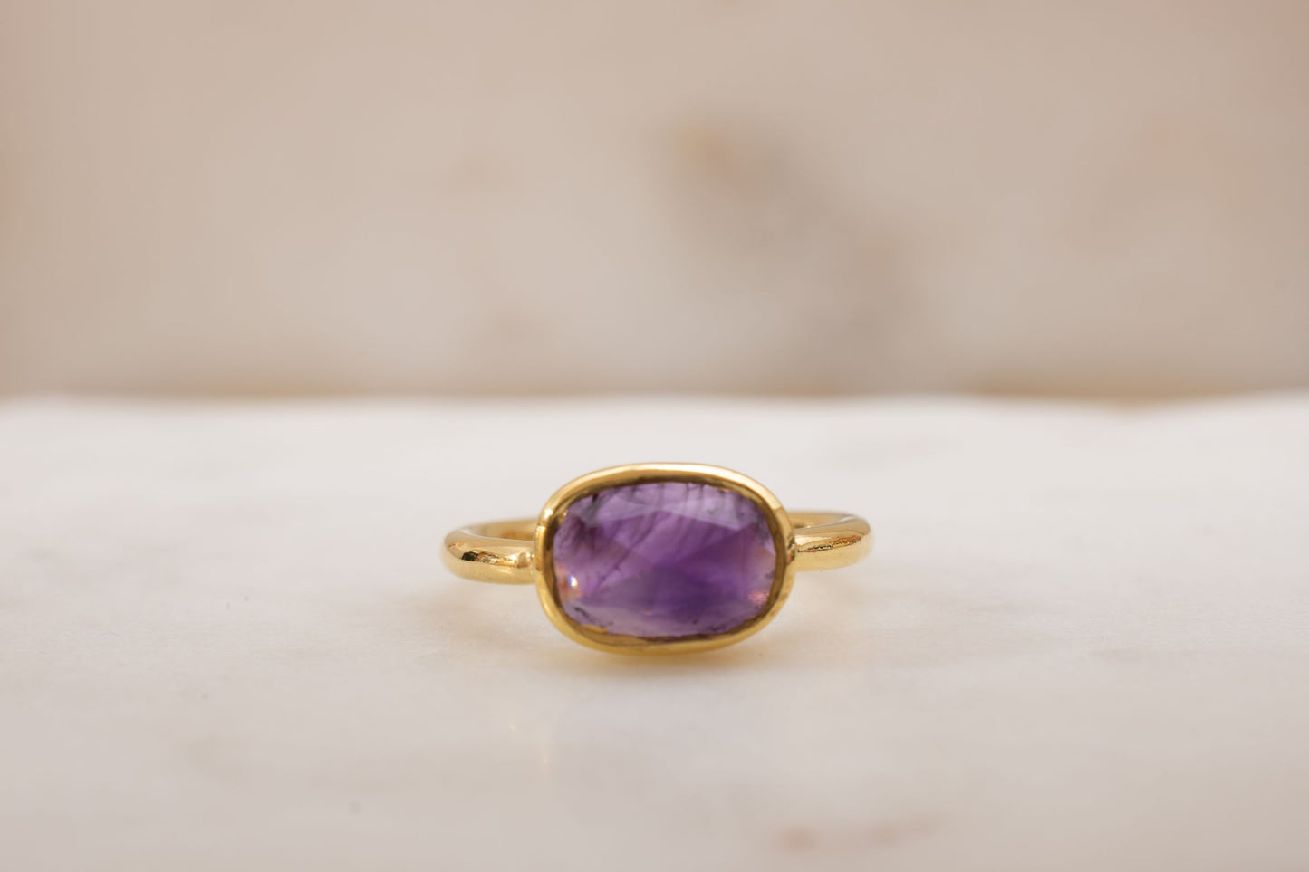 Amethyst Higher Consciousness Minimalist Ring