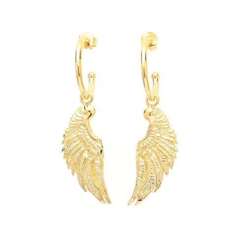 Angel Wing Small Hoop Earrings 18K Gold Over Sterling Silver *Seen in Vogue Italy