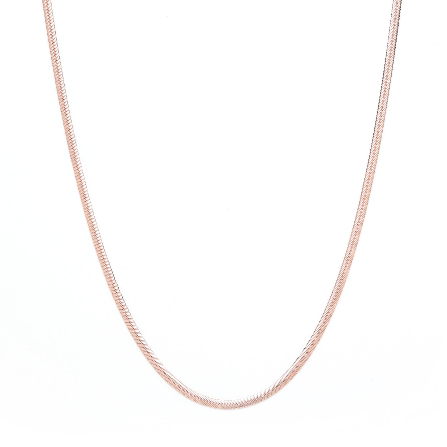 Herringbone Chain Necklace, Rose Gold Over Sterling Silver