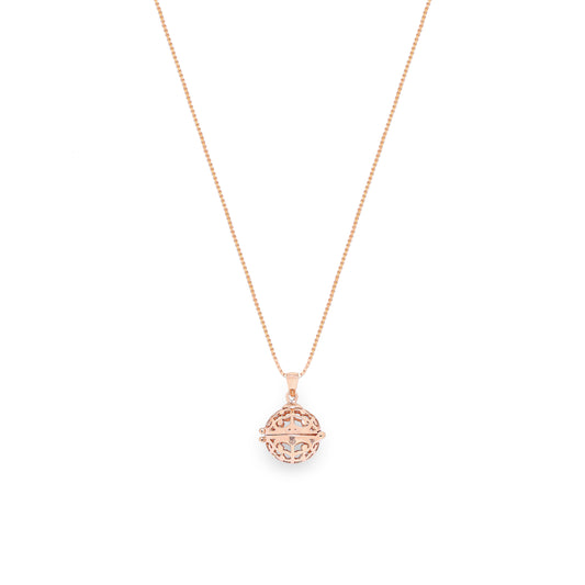 Aromatherapy Diffuser Locket Round Foliate Pendant, Rose Gold