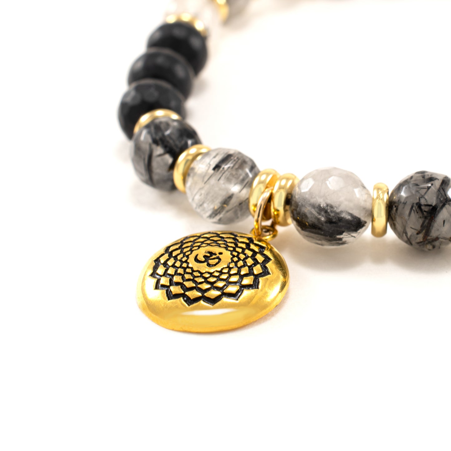 Spiritual Growth Male Balance Gift Set with Crown Chakra Bracelet, Rutiliated Quartz and Onyx