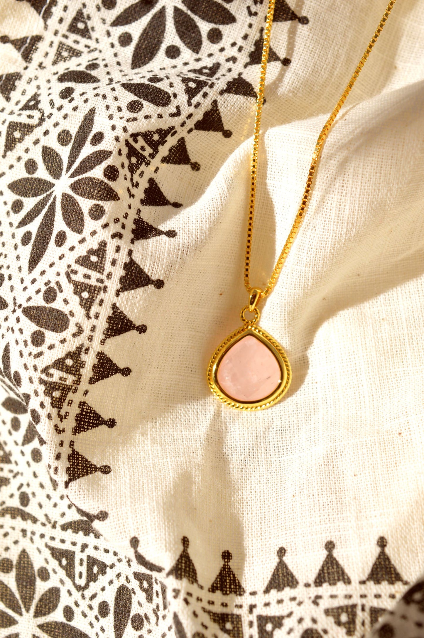 Rose Quartz Compassionate Heart Adjustable Necklace, 18K Gold