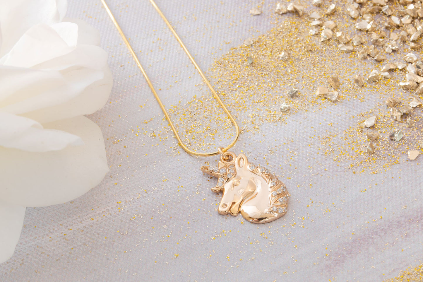 Mystical Unicorn Necklace, 18k Gold Over Sterling Silver