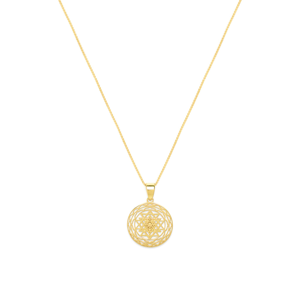 Sri Yantra Supreme Manifestor Necklace – 18K Gold Spiritual Jewelry