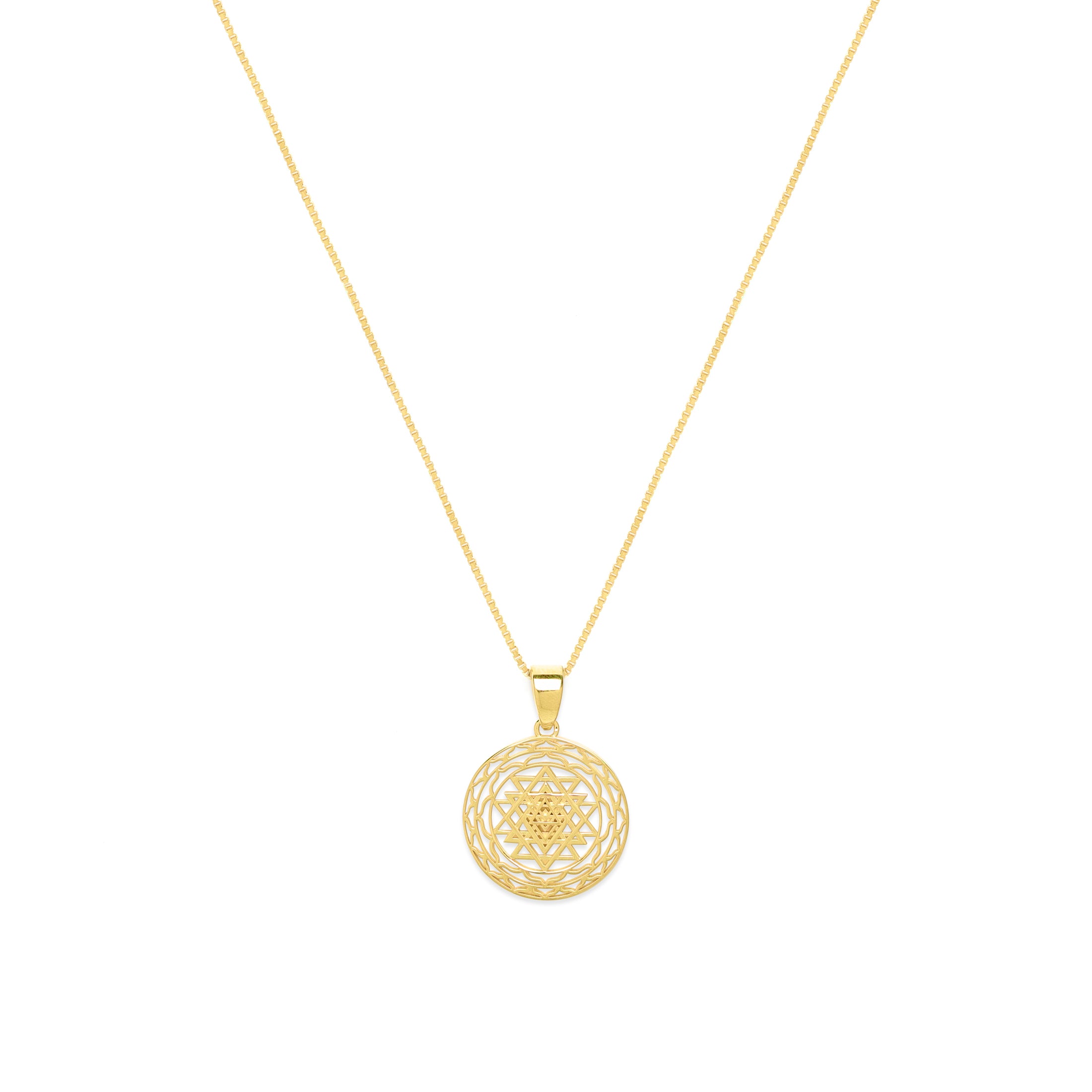 Sri Yantra Supreme Manifestor Necklace – 18K Gold Spiritual Jewelry