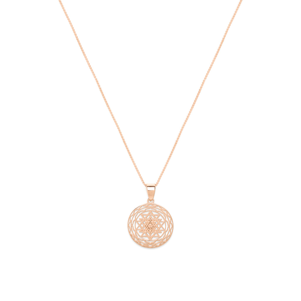 Sri Yantra Supreme Manifestor Necklace – Rose Gold Spiritual Jewelry