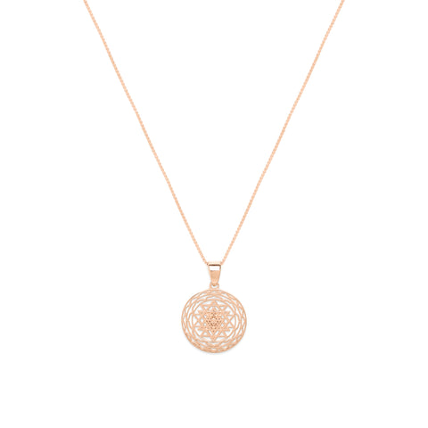 Sri Yantra Supreme Manifestor Necklace, Rose Gold