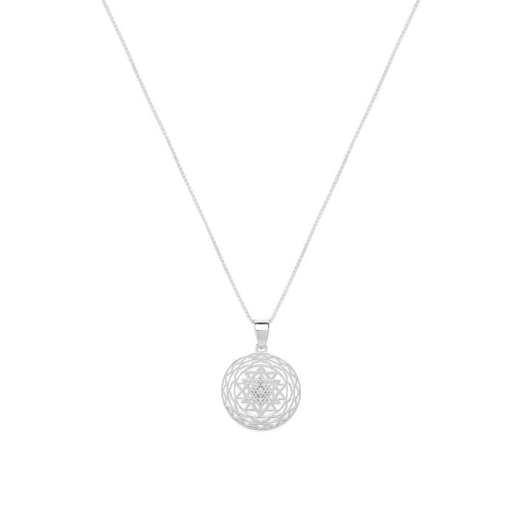 Sri Yantra Supreme Manifestor Necklace – White Rhodium Spiritual Jewelry