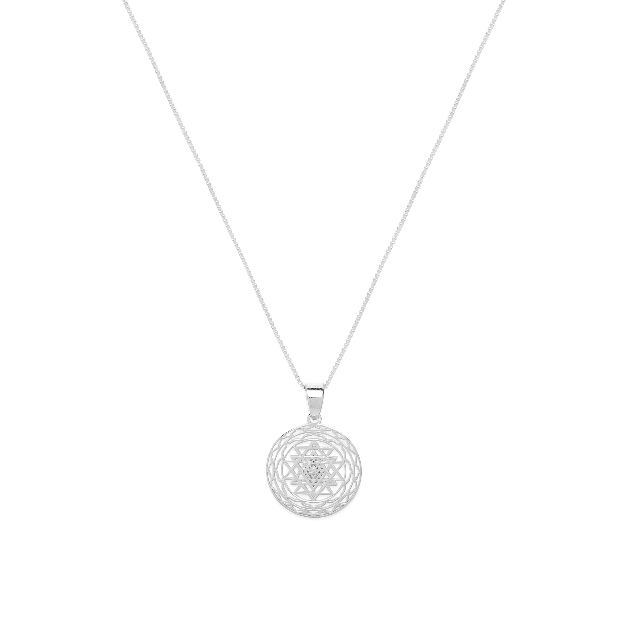 Sri Yantra Supreme Manifestor Necklace – White Rhodium Spiritual Jewelry