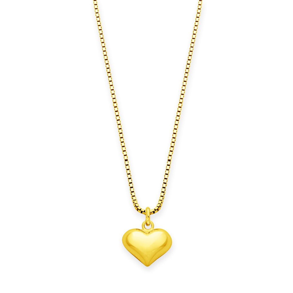 Small Puffy Heart Necklace – 18K Gold Over Sterling Silver Minimalist Heart Jewelry