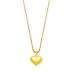 Collar Corazón Hinchado Pequeño – Joyería de Corazón Minimalista de Plata de Ley Bañada en Oro de 18K