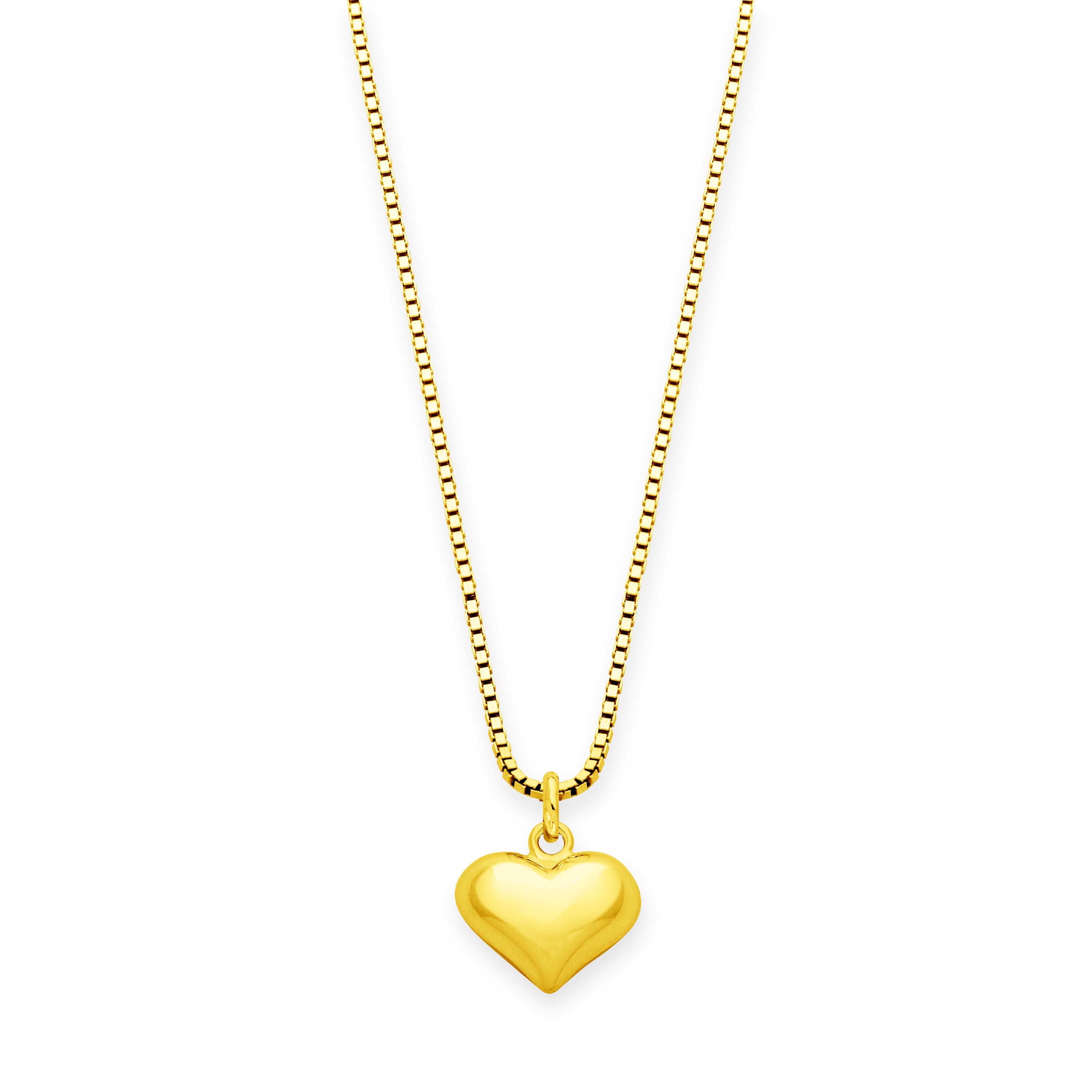 Small Puffy Heart Necklace – 18K Gold Over Sterling Silver Minimalist Heart Jewelry