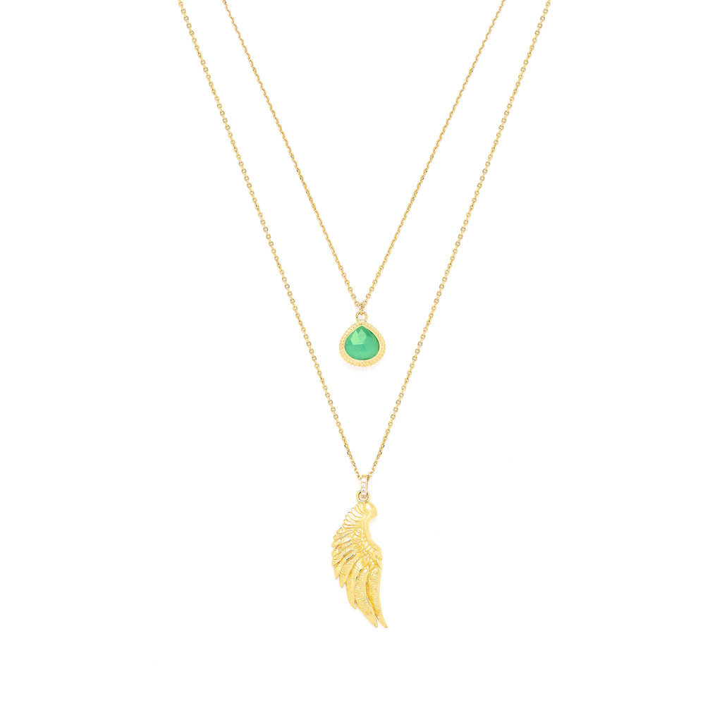 Archangel Raphael Angel of Healing Necklace – Green Agate 18K Gold Plated Spiritual Jewelry
