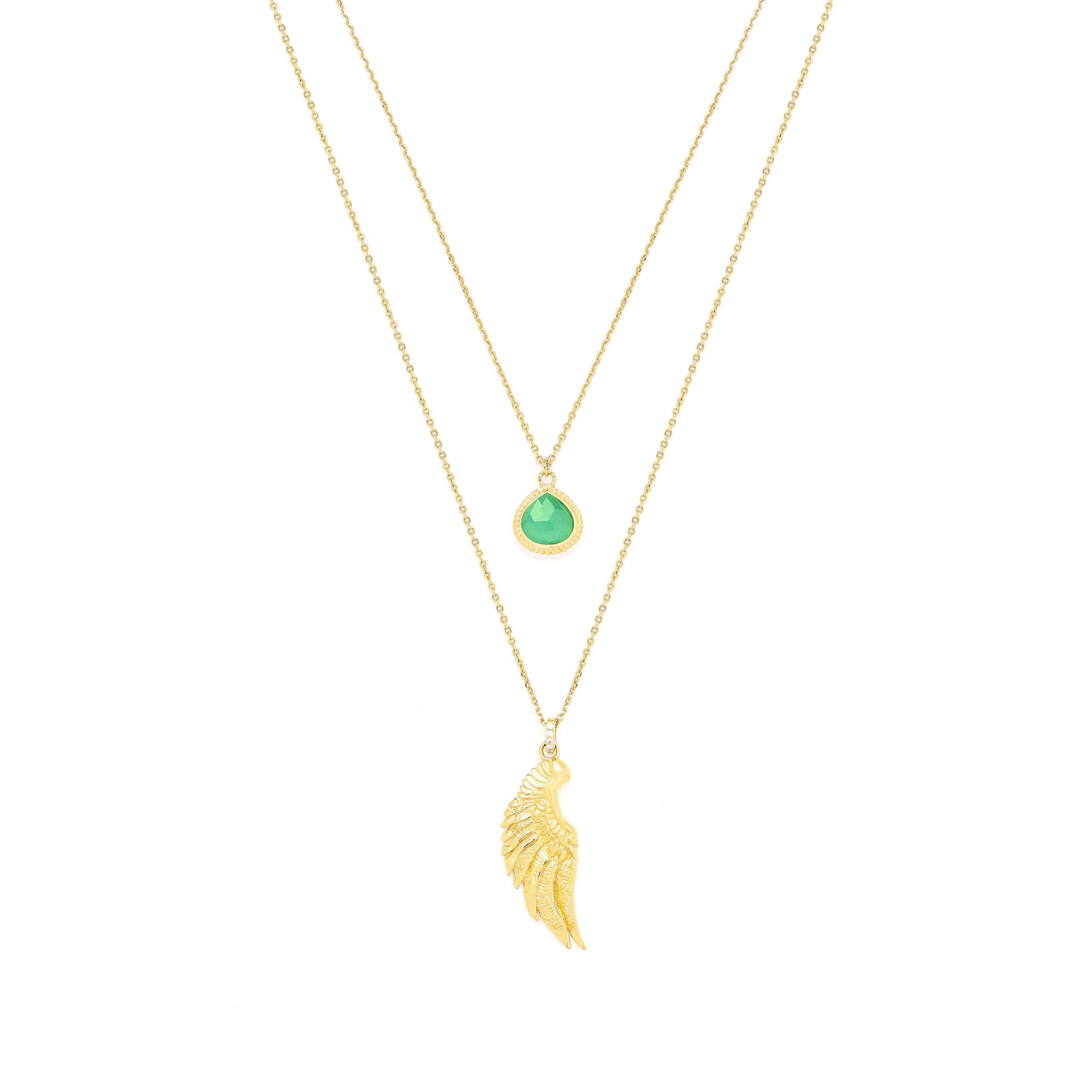 Archangel Raphael Angel of Healing Necklace – Green Agate 18K Gold Plated Spiritual Jewelry