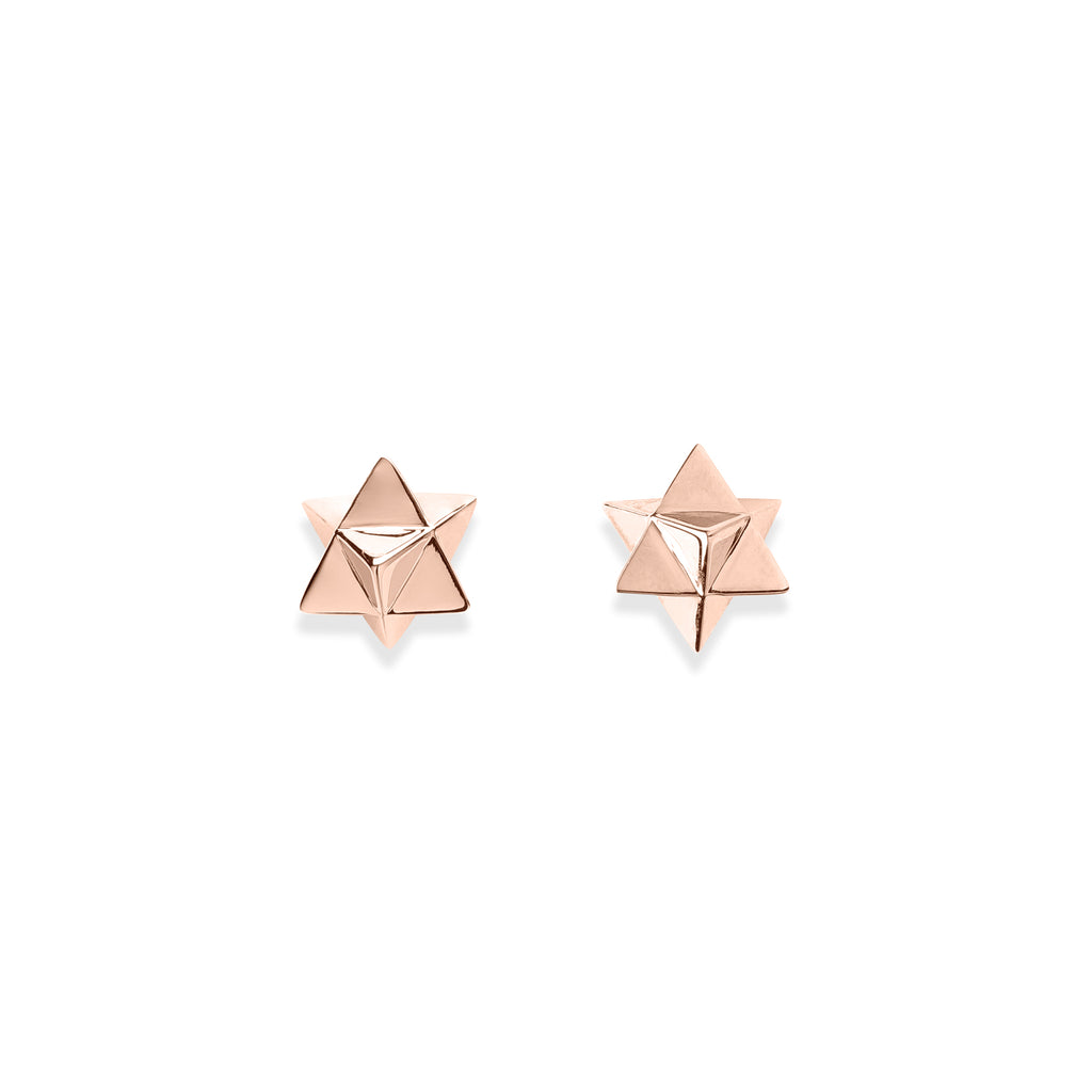 Merkaba Star Light Body Activation Stud Earrings – Rose Gold Spiritual Jewelry