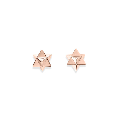 Merkaba Star, Light Body Activation Stud Earrings, Rose Gold