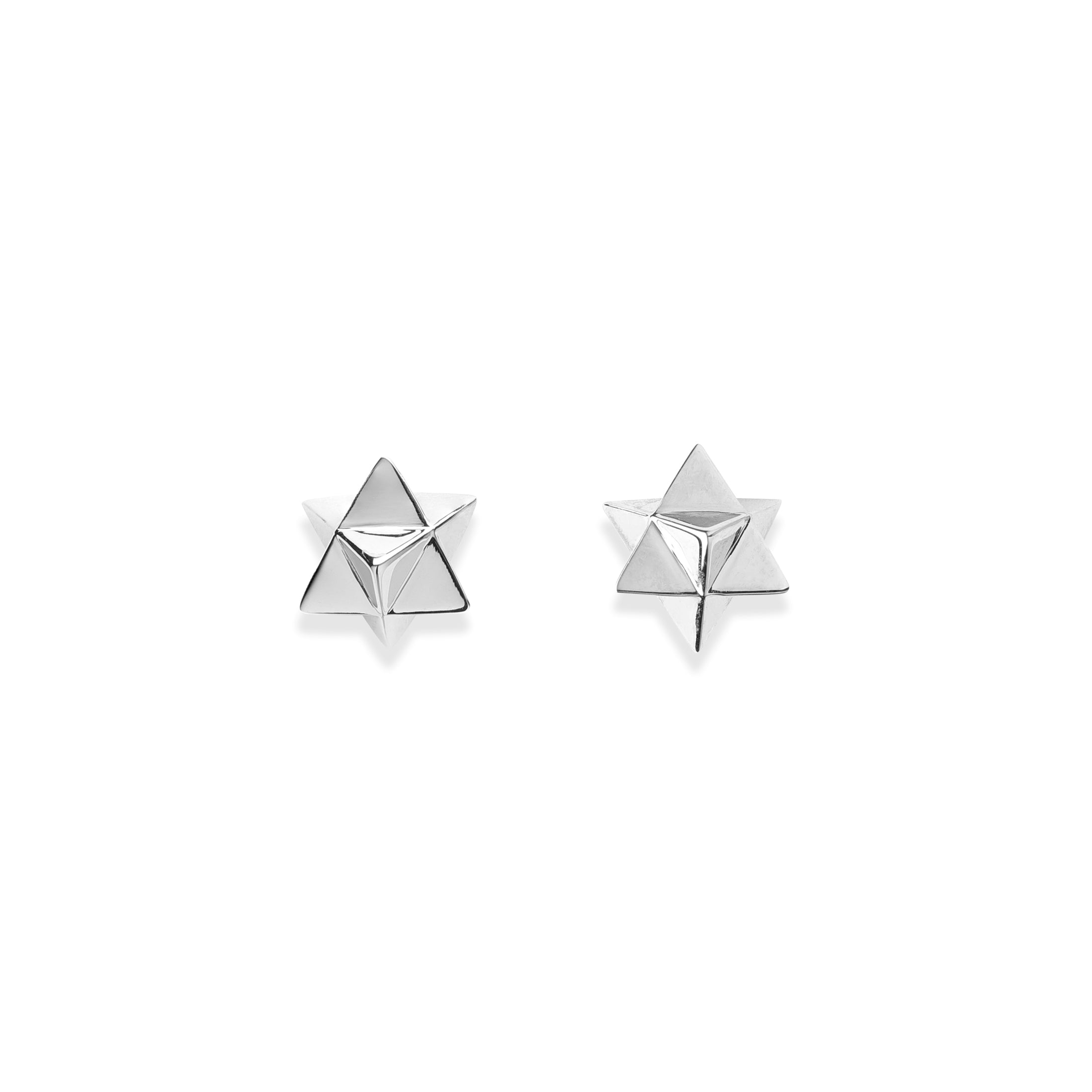 Merkaba Star - Light Body Activation Stud Earrings - White Rhodium