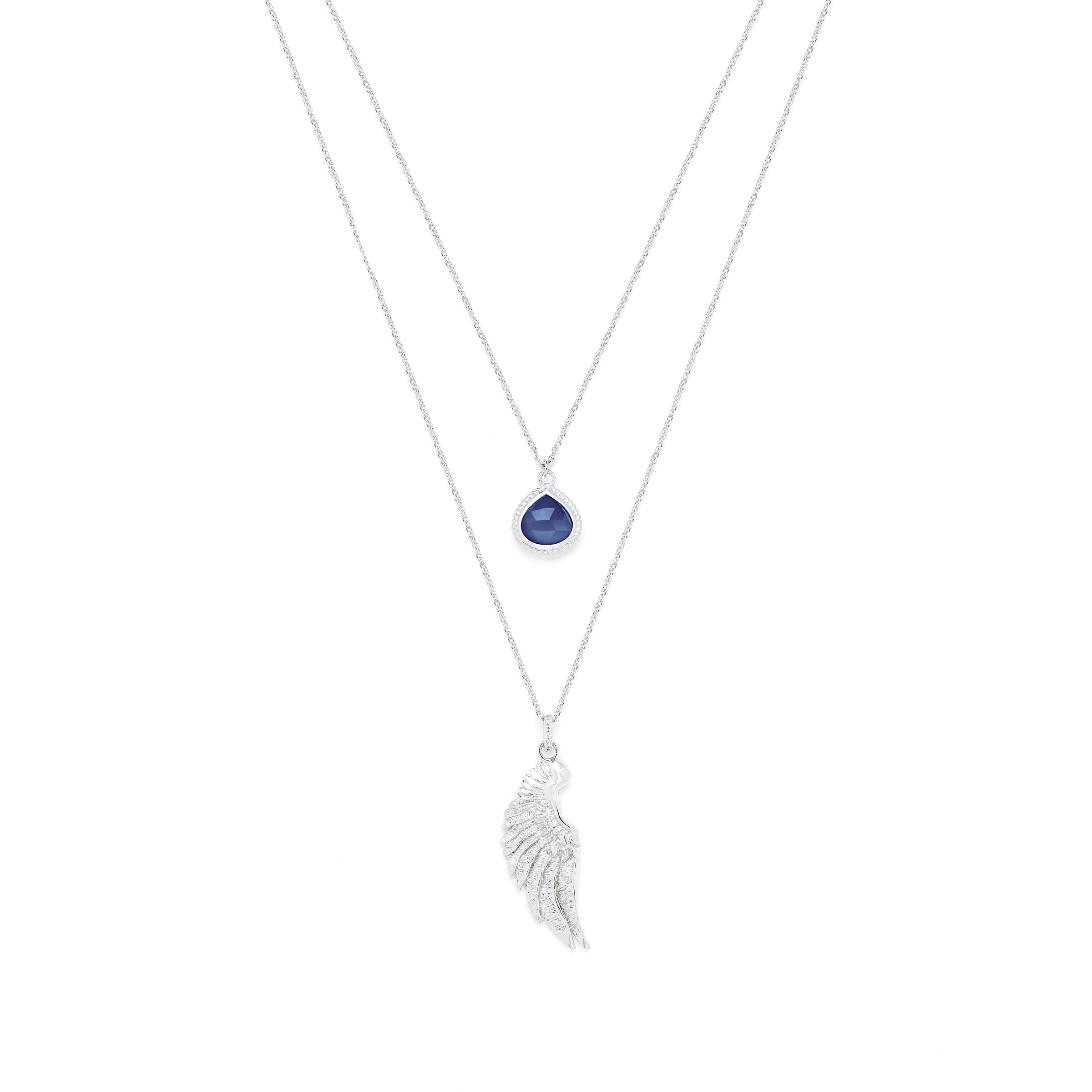 Archangel Michael Necklace – Angel of Protection – Lapis Lazuli – White Rhodium