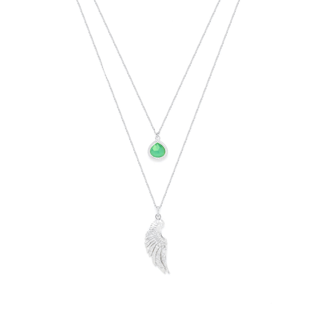 Archangel Raphael Angel of Healing Necklace – Green Agate 18K Gold Plated Spiritual Jewelry