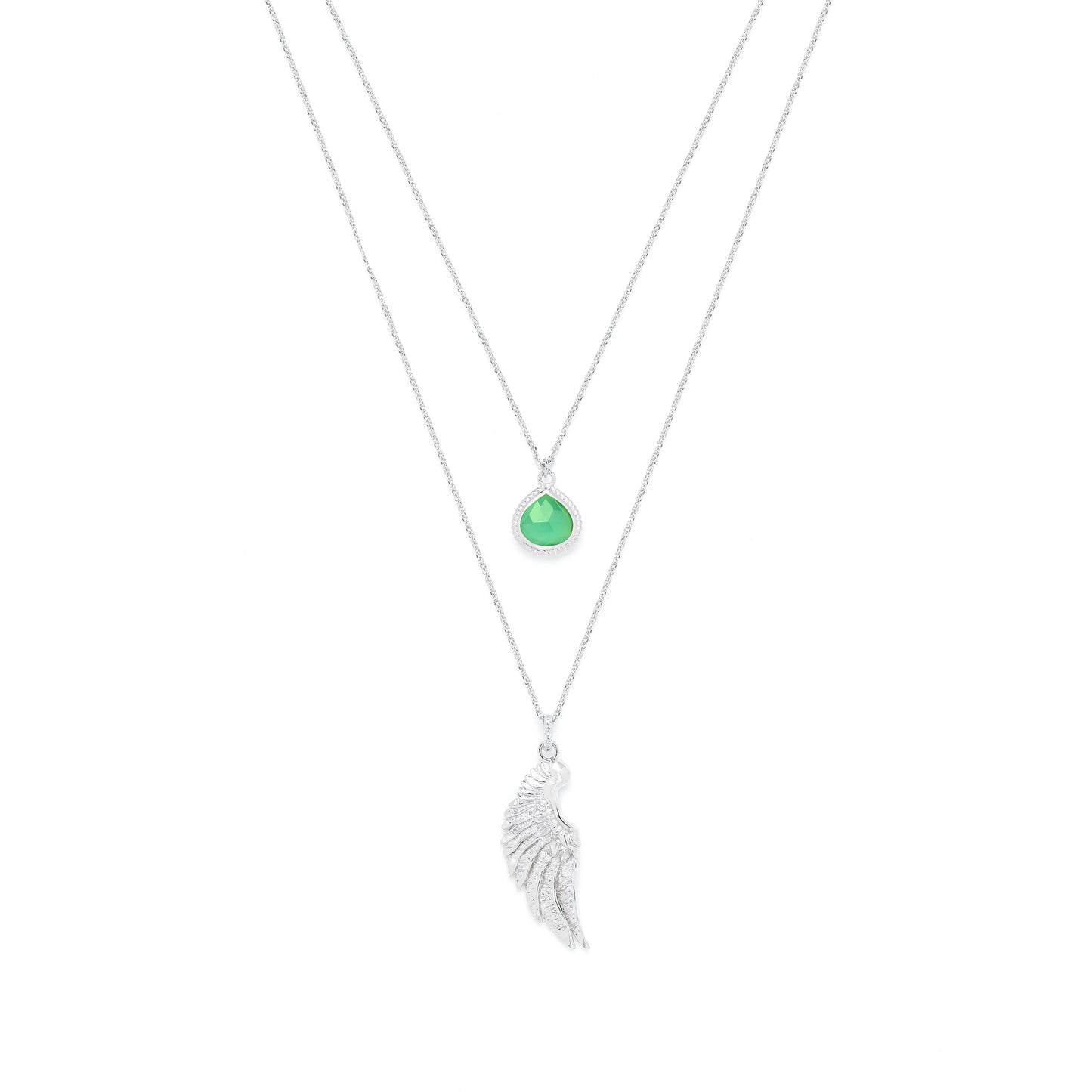 Archangel Raphael Angel of Healing Necklace, Green Agate, 18k Gold