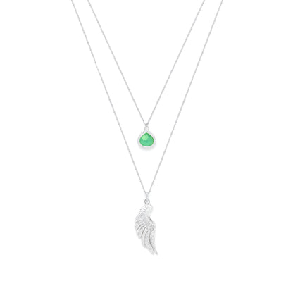 Archangel Raphael Angel of Healing Necklace, Green Agate, 18k Gold