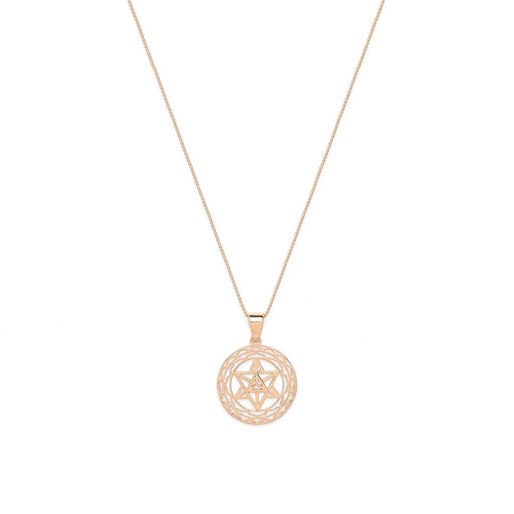 Merkaba Star Light Body Activation Necklace – Rose Gold Spiritual Jewelry