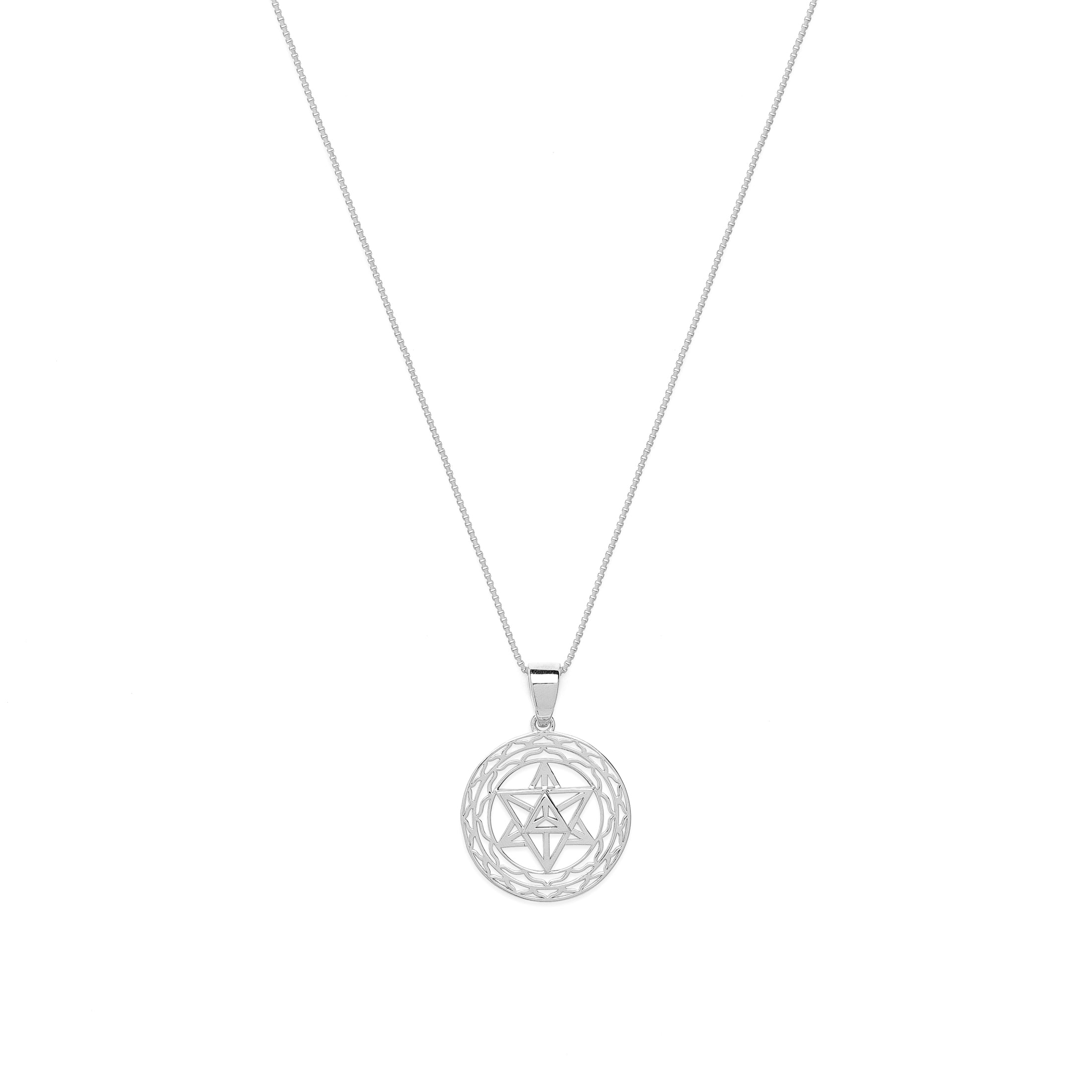 Merkaba Star Light Body Activation Necklace – White Rhodium Spiritual Jewelry