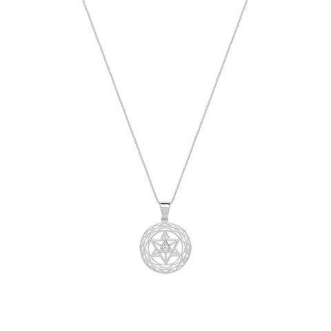 Merkaba Star, Light Body Activation Necklace, White Rhodium