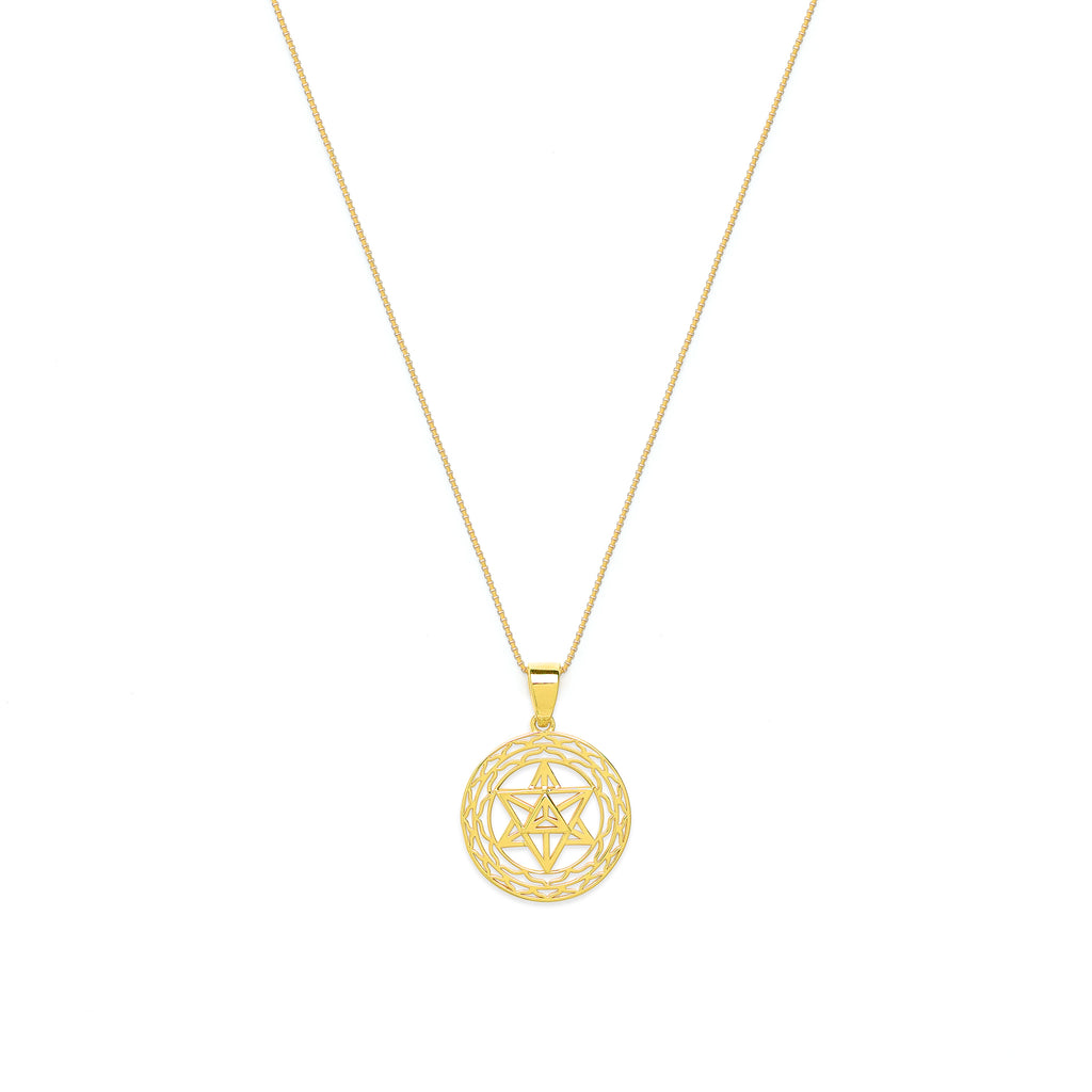Merkaba Star Light Body Activation Necklace – 18K Gold Spiritual Jewelry