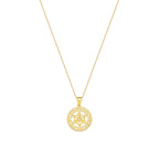 Collar con activación del cuerpo de luz estrella Merkaba - Joyería espiritual de oro de 18 quilates