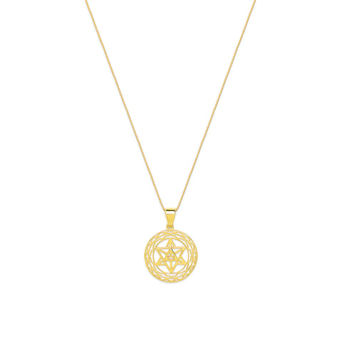 Merkaba Star, Light Body Activation Necklace, 18k Gold