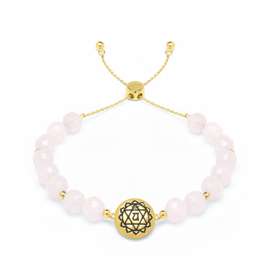 State of Grace Heart Chakra Activation, Madagascar Rose Quartz Bracelet, Adjustable Chain