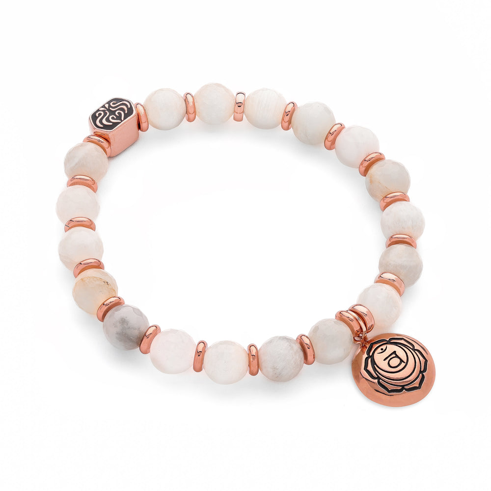 Pulsera de piedra lunar para activación del chakra sacro, oro rosa