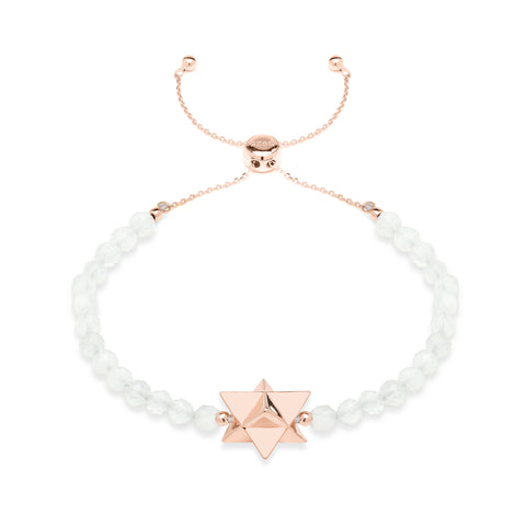 Merkaba Star, Harmonize & Purify Bracelet, White Opal, Rose Gold