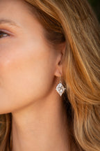 Virgo Zodiac Dangle Earrings in White Rhodium | Vintage Style Jewelry