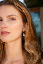 Virgo Zodiac Dangle Earrings in White Rhodium | Vintage Style Jewelry