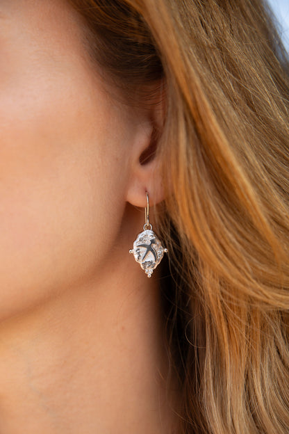 Sagittarius Vintage-Style Dangle Earrings, White Rhodium Plated