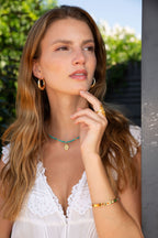 Aquarius Zodiac Gemstone Choker Necklace - Rhodonite 18k Gold Plated